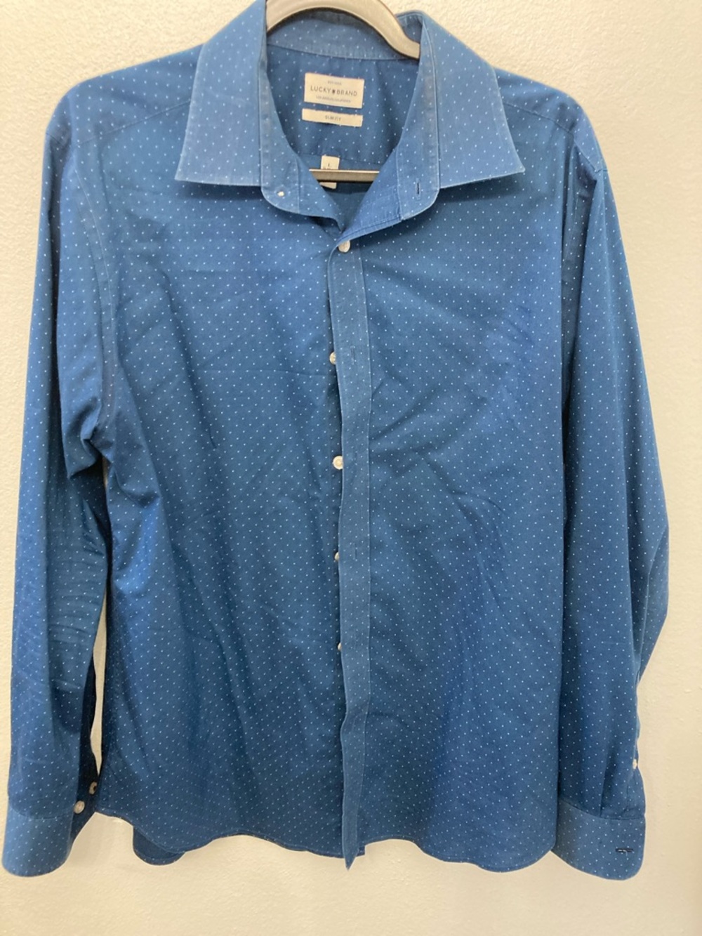 Lucky Brand Men's Blue Microdot Dress Shirt